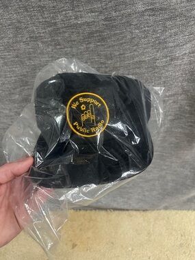 Black Baseball Cap with Yellow Embroidered Text
